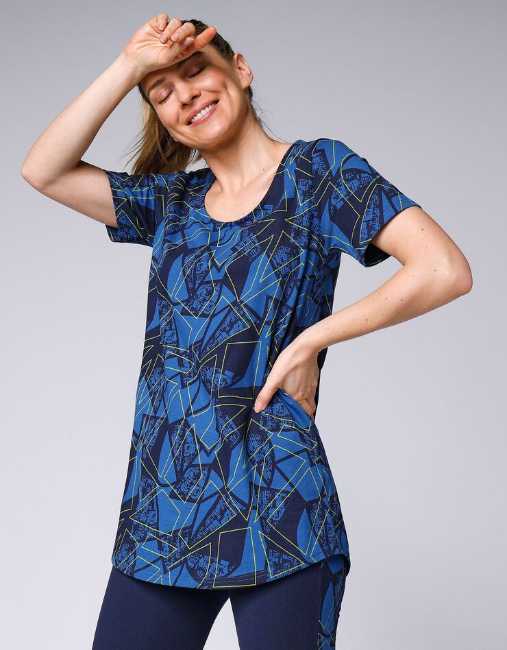 Tee-shirt ample imprimé  (marine / anis)