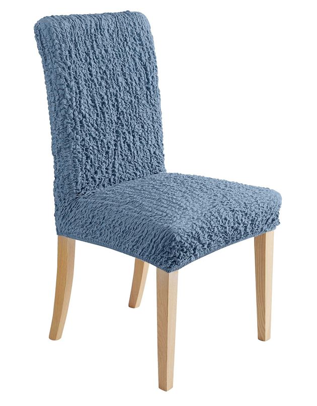 Housse chaise unie gaufrée bi-extensible (bleu ciel)