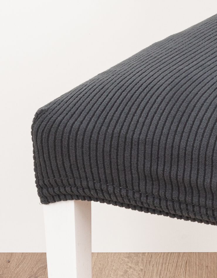 Housse de chaise bi-extensible velours côtelé (gris anthracite)