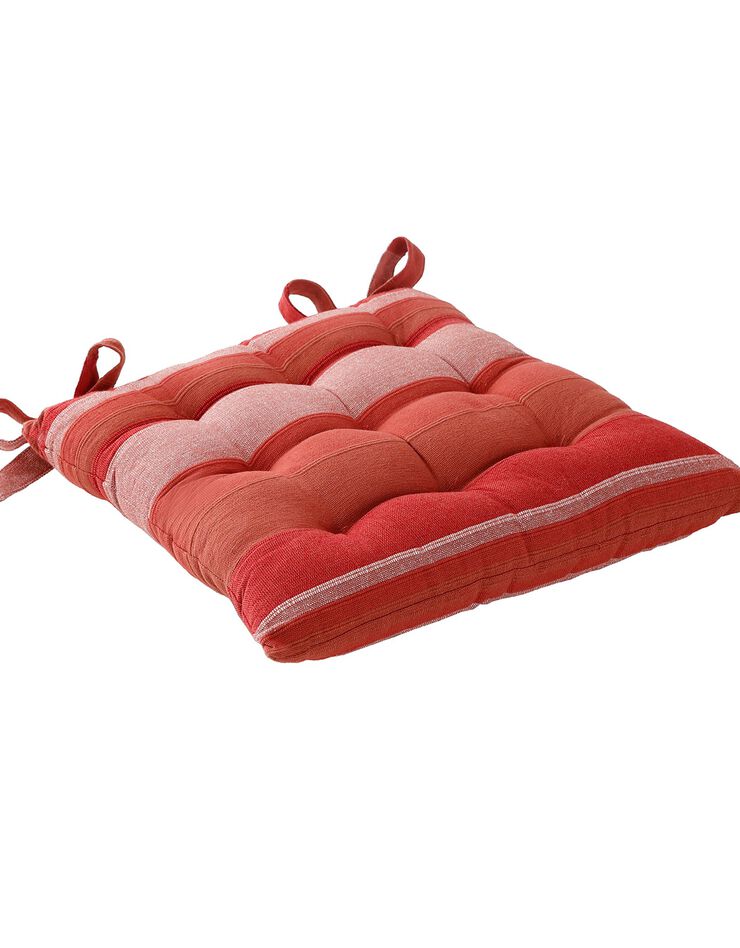 Galette de chaise carrée rayée - lot de 2 (terracotta)