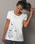 Tee-shirt imprimé placé bucolique - manches courtes (blanc)
