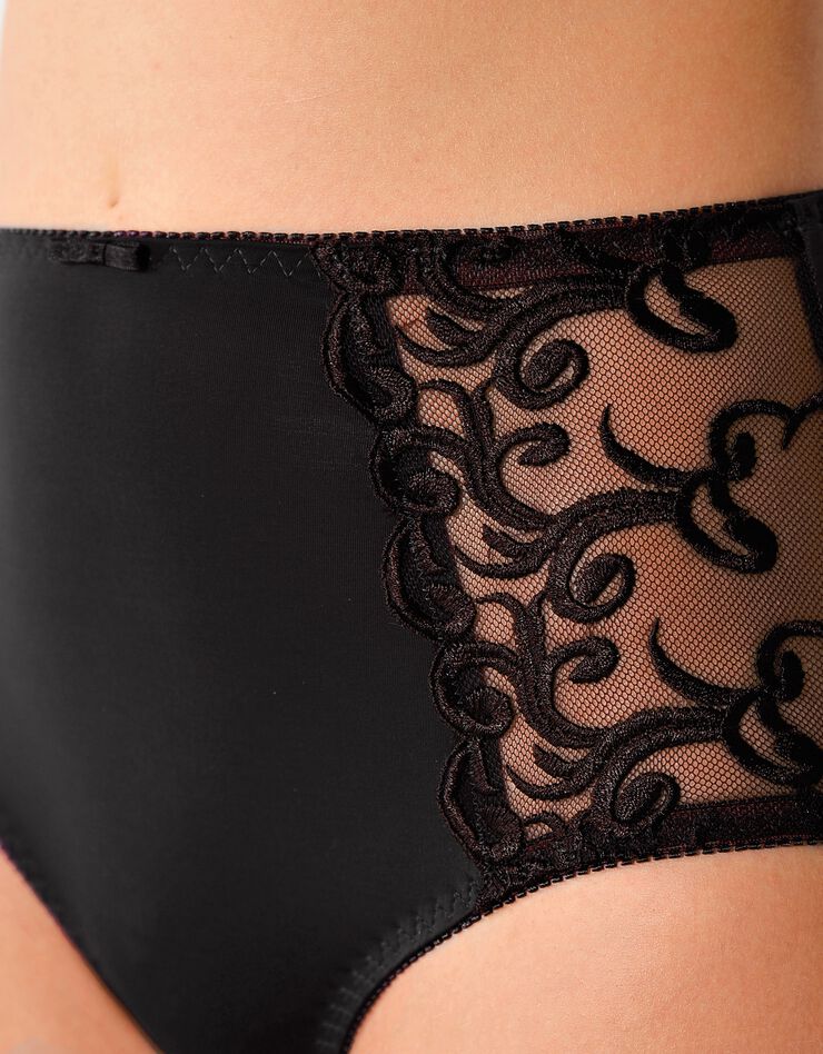 Gainette ventre plat microfibre tulle brodé Sienne - lot de 2 (blanc + noir)