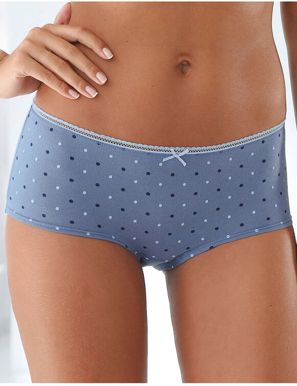 Shorty « motifs fleurettes » en coton - Lot de 4 assortis (bleu / jeans)