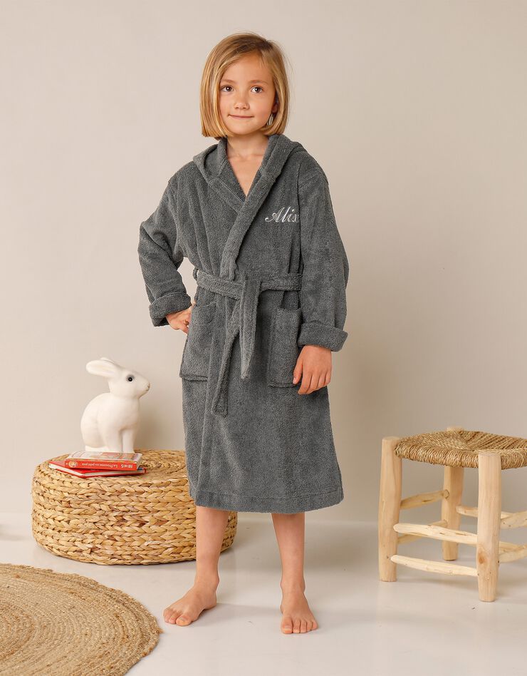 Peignoir de bain enfant personnalisable chat à capuche (anthracite) Peignoir de bain enfant personnalisable chat à capuche (anthracite)