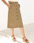 Jupe mi-longue boutonn&eacute;e (kaki)
