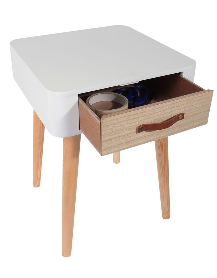 Table de chevet bicolore 1 tiroir (blanc)