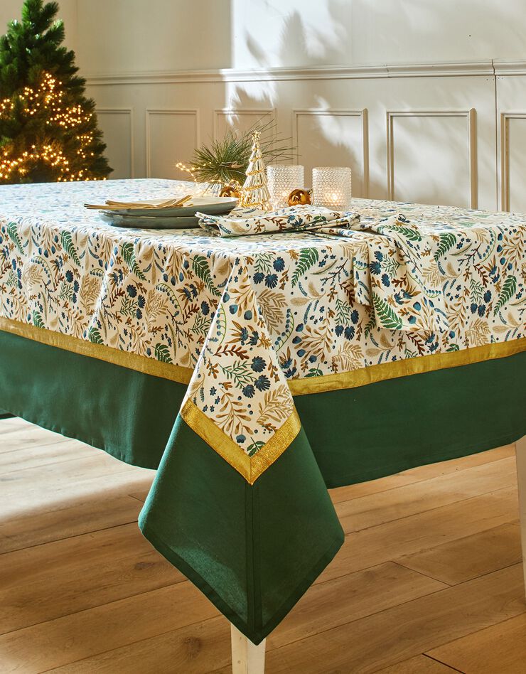 Nappe imprimée forêt enchantée (blanc / vert)