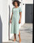 Robe longueur midi droite, maille fluide unie (vert grisé)