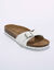 Sandales plates cuir à boucle réglable  (blanc)