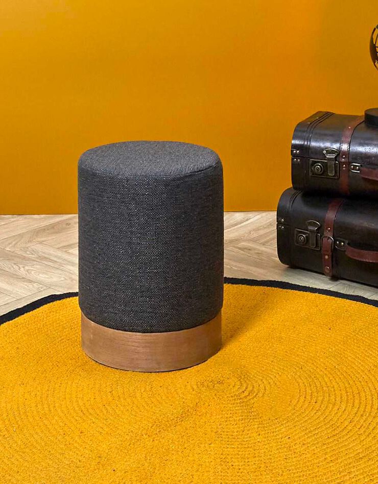 Pouf cylindrique - revêtement tissu (gris)