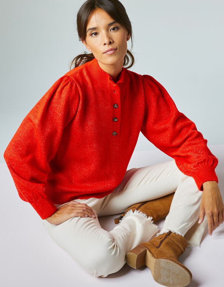 Pull jersey manches longues bouffantes (orange) Pull jersey manches longues bouffantes (orange)