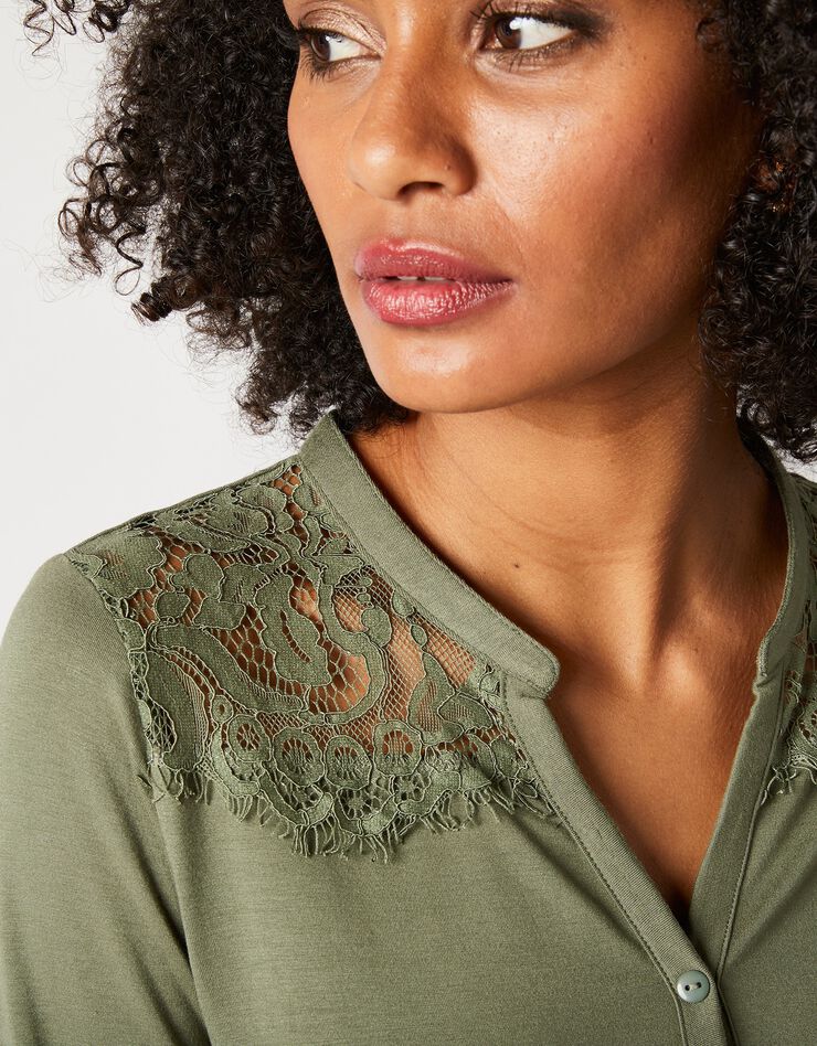Tee-shirt col tunisien dentelle jersey (bronze) Tee-shirt col tunisien dentelle jersey (bronze)