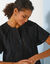 Blouse manches courtes finitions en macramé, unie (noir)