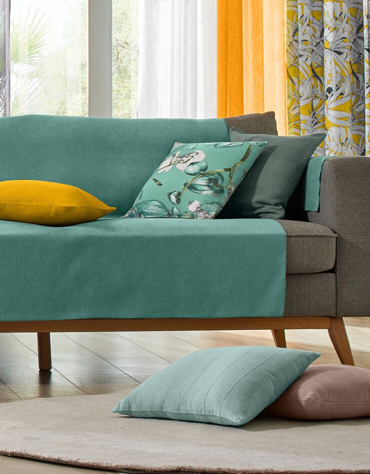 Housse coussin unie coton tissage artisanal - lot de 2 (céladon)