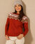 Pull col rond jacquard, toucher cachemire (orange / écru)