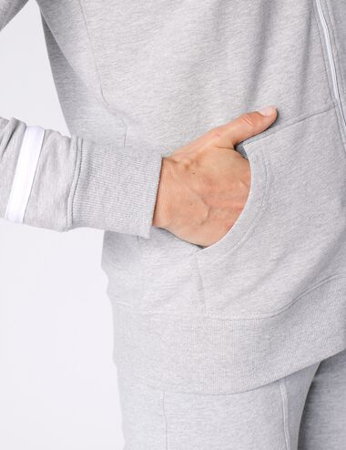 Veste bicolore zipp?�e molleton gratt?�, gris chin?� / blanc | Blancheporte