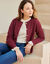 Cardigan uni maille fantaisie (prune)
