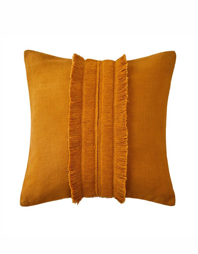 Coussin avec galon franges (ocre)