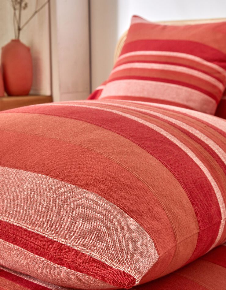 Plaid jeté multicolore coton tissage artisanal (terracotta)