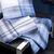 Mouchoirs à rayures coton tissé teint - lot de 12 (blanc / bleu)