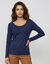 T-shirt uni manches longues en coton biologique(**) (marine)