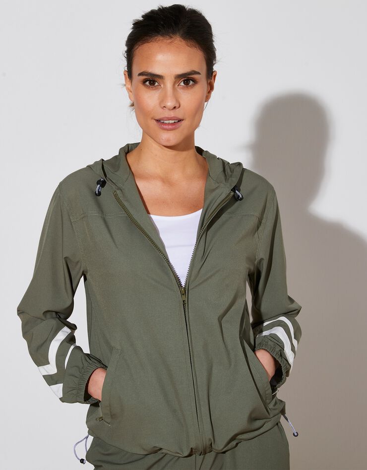 Veste à capuche zippée (kaki / blanc) Veste à capuche zippée (kaki / blanc)