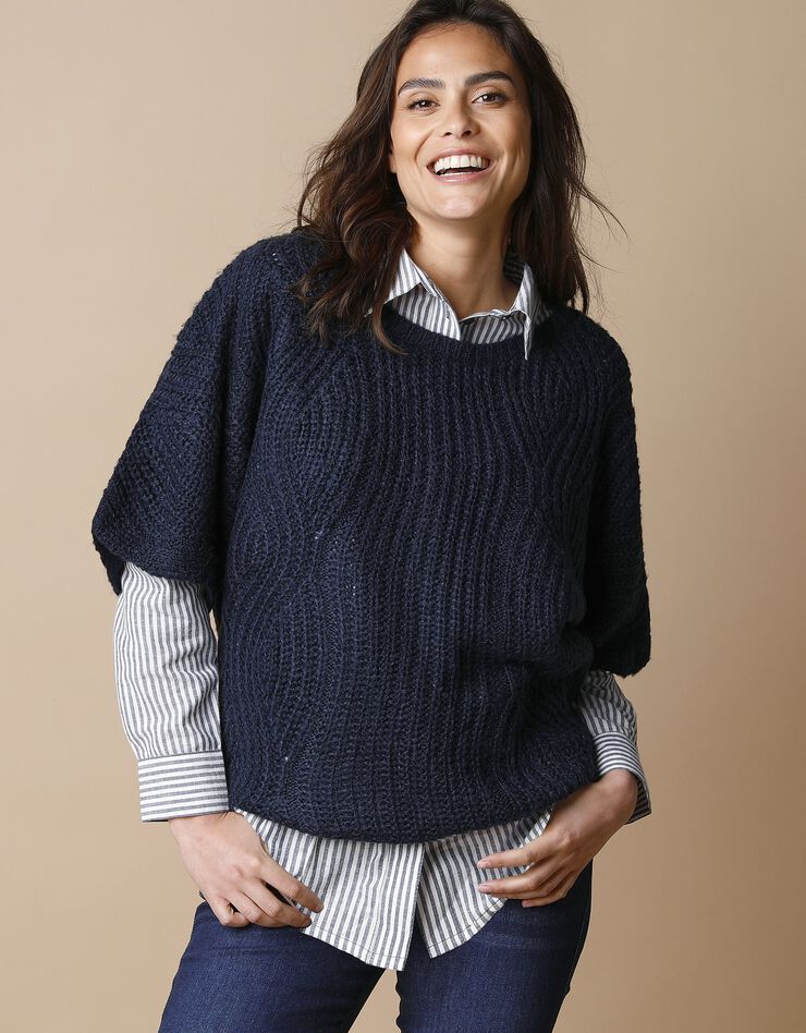 Pull poncho manches coudes (marine) Pull poncho manches coudes (marine)