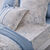 Linge de lit Gabrielle imprim&eacute; pois-fleurs-dentelle - flanelle 150 g/m&sup2; (bleu gris&eacute;)