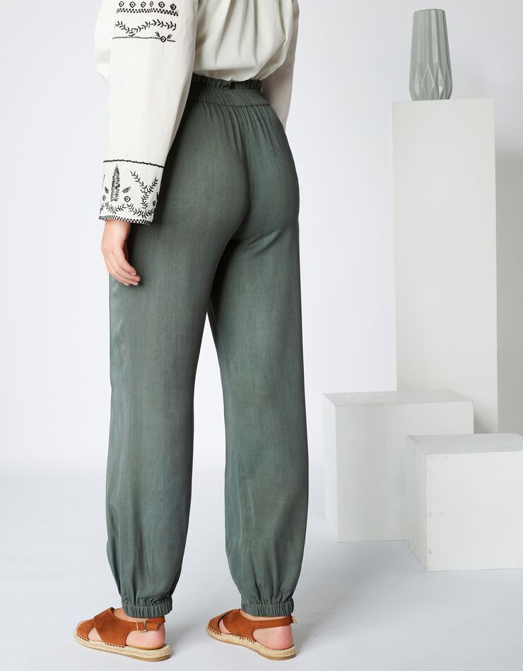 Pantalon fluide base resserrée, twill (kaki) Pantalon fluide base resserrée, twill (kaki)