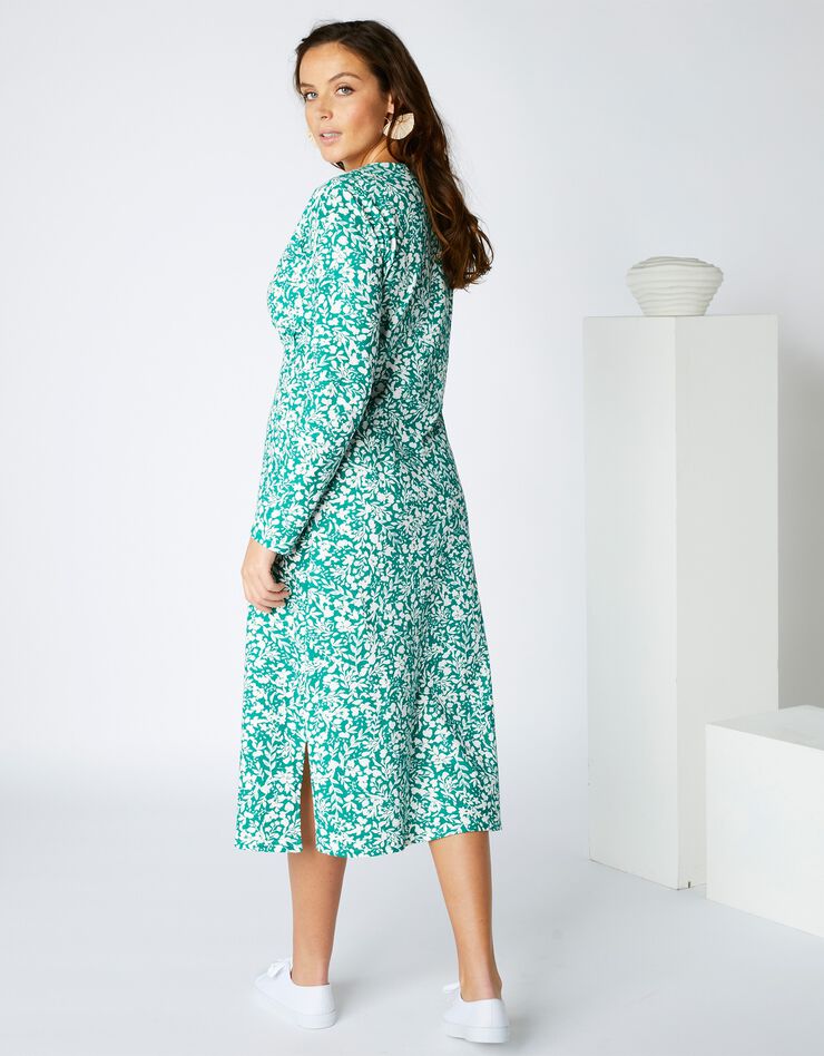 Robe décolleté effet cache-cœur, maille (vert / blanc) Robe décolleté effet cache-cœur, maille (vert / blanc)