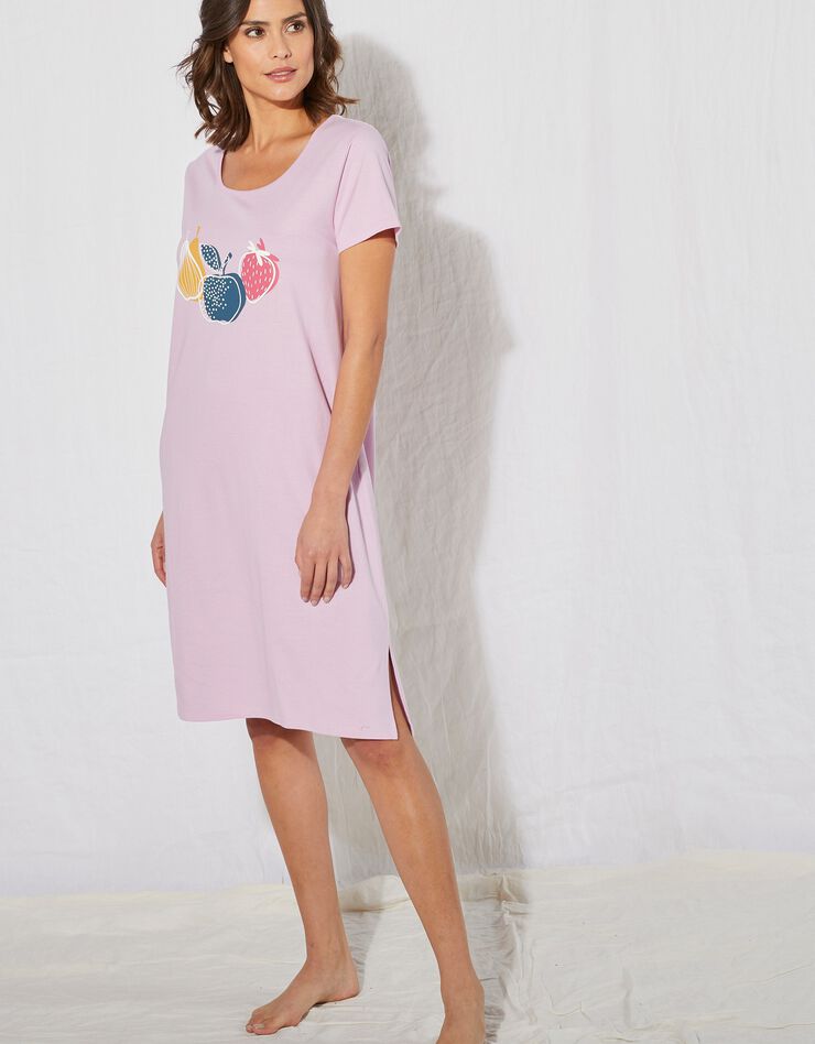 Chemise de nuit courte coton – imprimé fruits (parme) Chemise de nuit courte coton – imprimé fruits (parme)