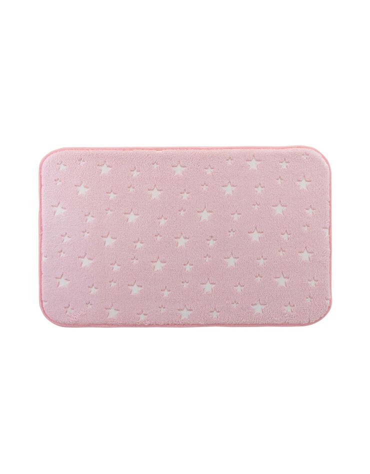 Tapis flanelle imprimé étoiles phosphorescentes - rectangulaire (rose)
