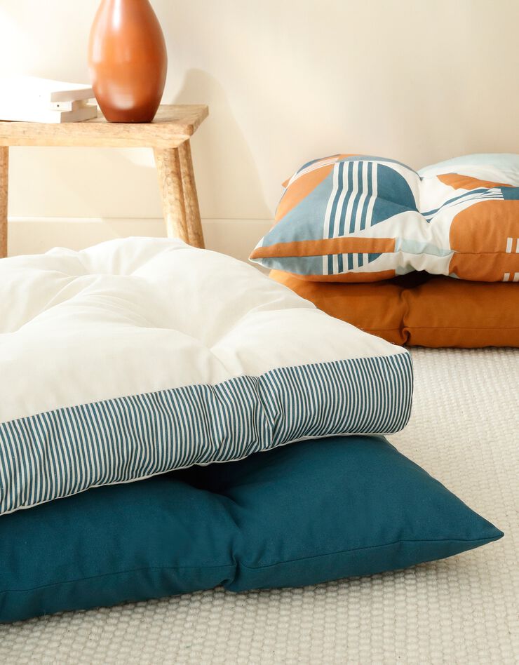 Long coussin de sol uni (bleu)