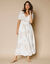Robe longue imprimée, manches évasées  (blanc / caramel)