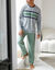 T-shirt pyjama rayures manches longues (gris chin&eacute;)