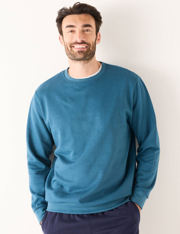 Sweat molleton col rond (bleu p&eacute;trole)