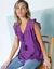 Chemisier boutonné uni, broderie anglaise (violet)