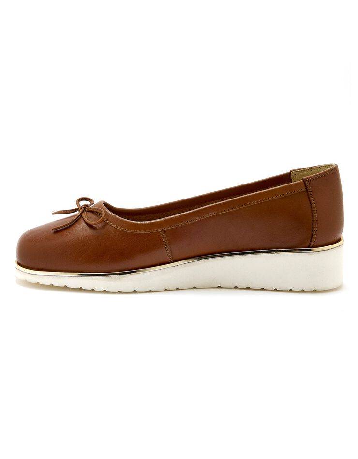 Ballerines en cuir à petit nœud, petit compensé (marron) Ballerines en cuir à petit nœud, petit compensé (marron)