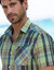  Chemise grands carreaux manches courtes polycoton (bleu / vert)
