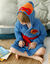 Peignoir de bain enfant super-héros à capuche éponge coton - 340g/m² (bleu dur)