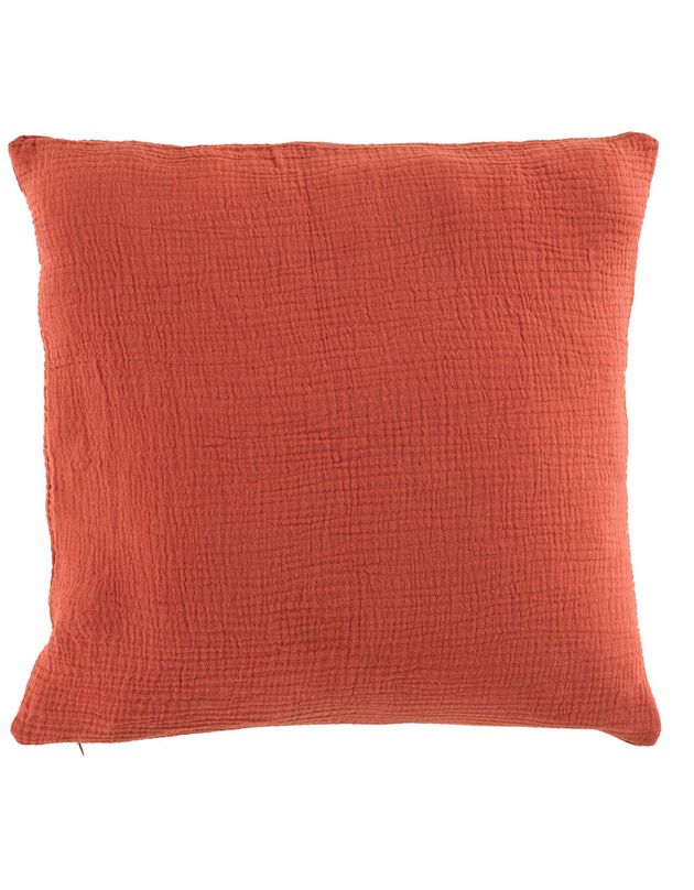 Coussin déhoussable gaze de coton uni (terracotta)