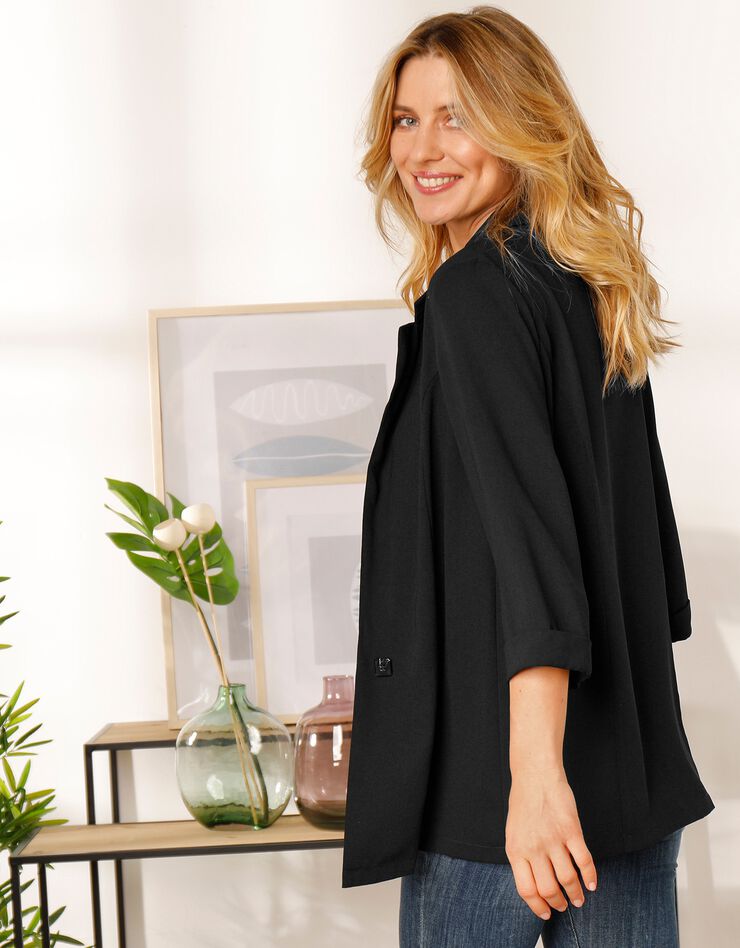 Veste blazer fluide manches 3/4 (noir) Veste blazer fluide manches 3/4 (noir)