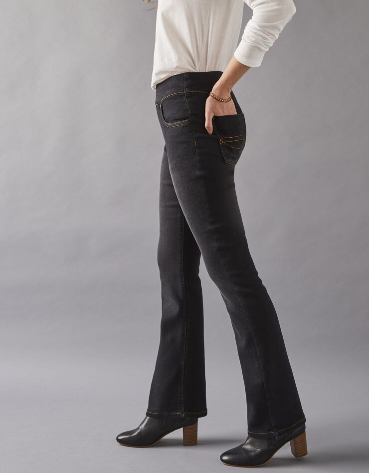 Jean bootcut ultra confort, maille effet denim, petite stature (black)