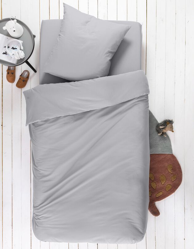 Linge de lit enfant - coton uni (gris perle)