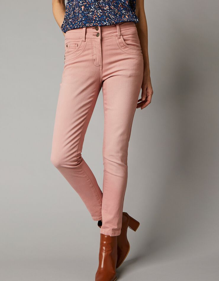 Jean coupe 7/8ème fuselée couleur stretch (bois de rose) Jean coupe 7/8ème fuselée couleur stretch (bois de rose)