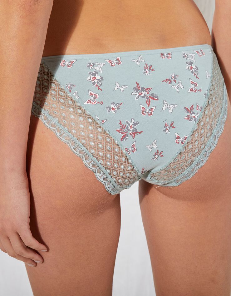 Culotte midi dentelle coton imprimé "papillons" Tropea - lot de 4 (cerise + vert d'eau) Culotte midi dentelle coton imprimé "papillons" Tropea - lot de 4 (cerise + vert d'eau)