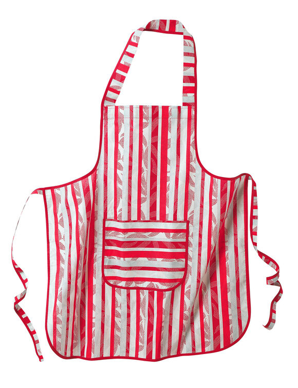 Tablier cuisine rayé forme bavette (rouge)