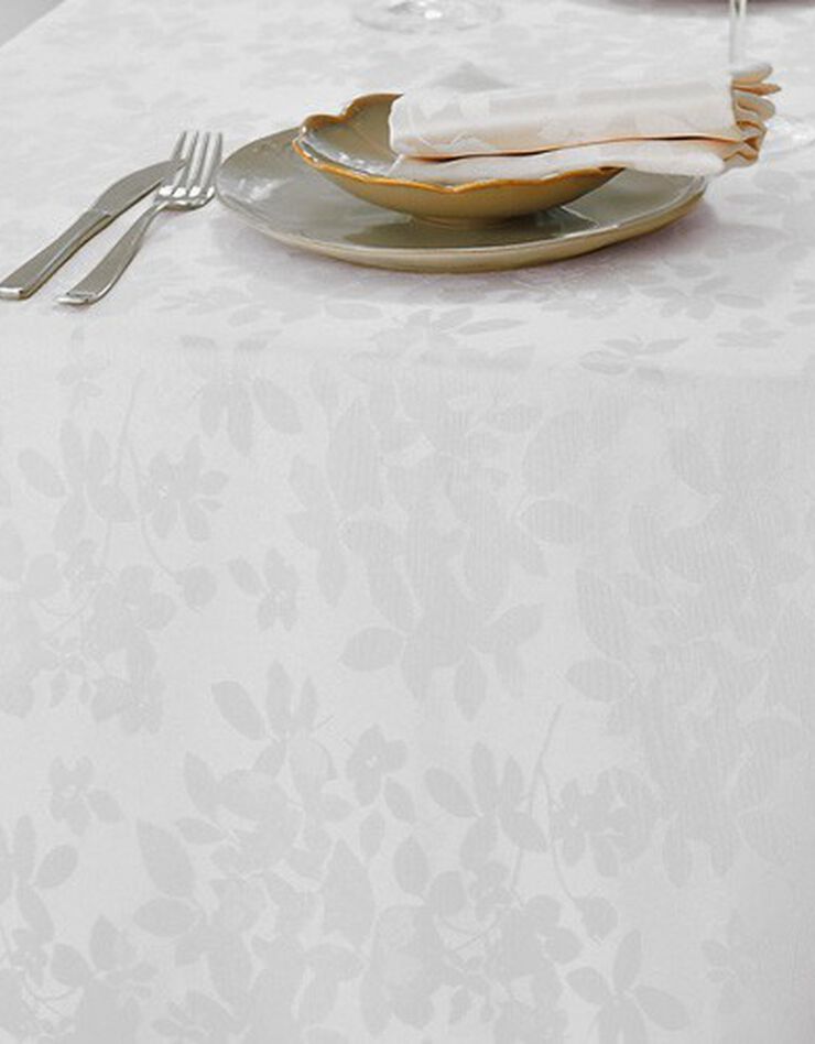 Nappe damassée feuillages Colombine® (blanc)