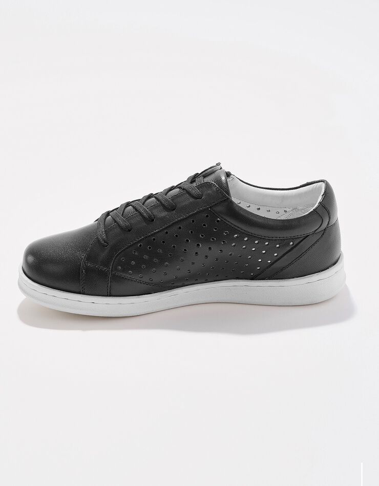 Tennis zippée en cuir perforé (noir)
