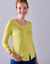 Cardigan boutonné col rond uni (jaune pâle)